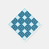 Serviette En Papier Déco clé grecque, bleu ciel et marine (Coin)