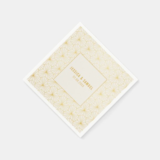 Serviette En Papier Déco géométrique or et blanc (Coin)