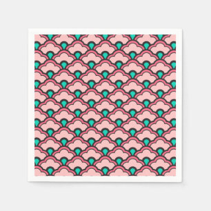 Serviette En Papier Déco pétoncles chinois, corail rose et turquoise