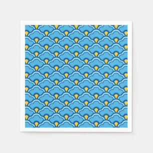 Serviette En Papier Déco pétoncles chinois, turquoise et aqua