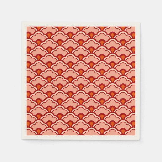 Serviette En Papier Déco Pétoncles, Pêche, Rouille et Crème chinois (Devant)