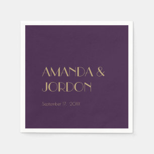 Serviette En Papier Déco type or   Serviettes de cocktail violet foncé