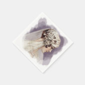 Serviette En Papier Deco Vintage Mariée Prune (Coin)