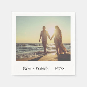 Serviette En Papier Décontracté Retro Instant Photo Mariage