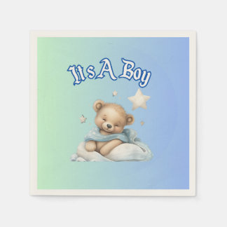 Serviette En Papier Décor Baby shower "It’s A Boy" - Teddy Bear