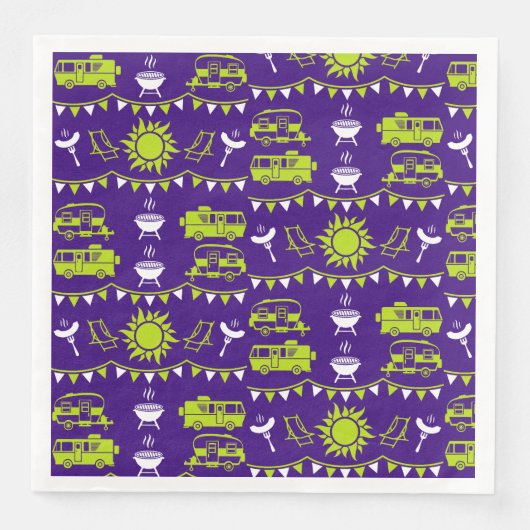 Serviette En Papier Décor camping Caravan (Devant)