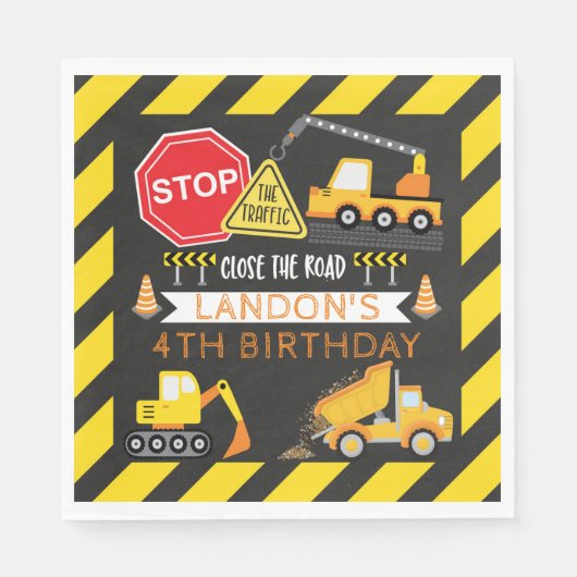 Serviette En Papier Décor d'anniversaire de construction (Devant)