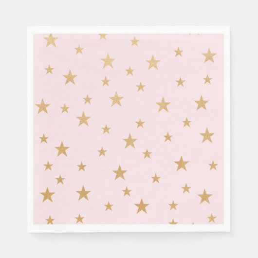 Serviette En Papier Décor de baby shower des Etoiles roses (Devant)