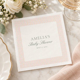 Serviette En Papier Décor de brunch pour baby shower avec rayures rose