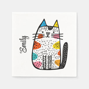 Serviette En Papier Décor de chats de caricature coloré mignon