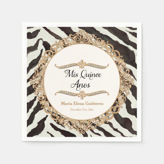 Serviette En Papier Décor de fête d'anniversaire de Mis Quince Anos (Devant)