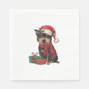 Serviette En Papier Décor de fête de Noël Père Noël Affenpinscher Chie