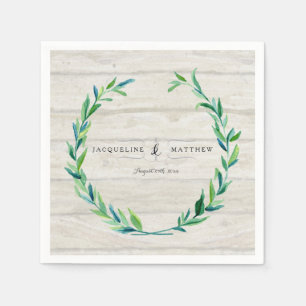Serviette En Papier Décor de fête Watercolor Laurel Wreath Bois boards