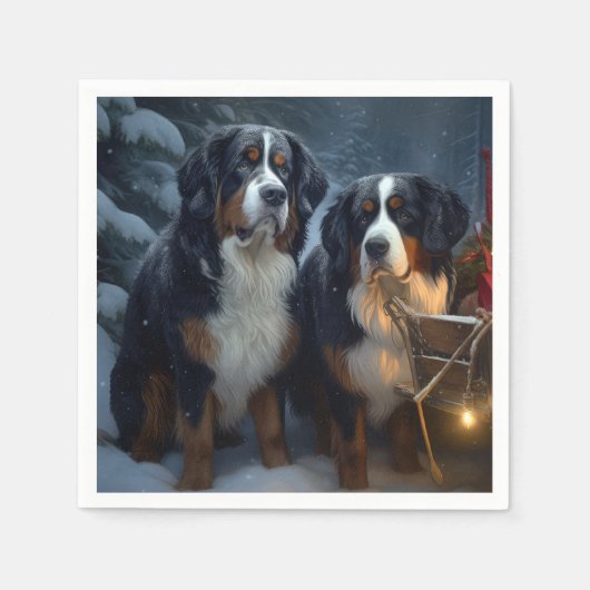 Serviette En Papier Décor de Noël Bernese Mountain Snowy (Devant)