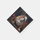 Serviette En Papier Décor de Noël Bulldog Snowy Sleigh (Coin)