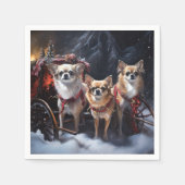 Serviette En Papier Décor de Noël Chihuahua Snowy Sleigh (Devant)