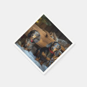 Serviette En Papier Décor de Noël Dachshund Snowy Sleigh (Coin)