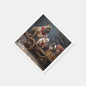 Serviette En Papier Décor de Noël de Bulldog Snowy Sleigh (Coin)