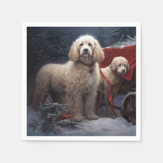 Serviette En Papier Décor de Noël de caniche Snowy (Devant)