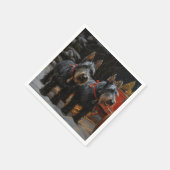 Serviette En Papier Décor de Noël écossais Terrier Snowy Sleigh (Coin)