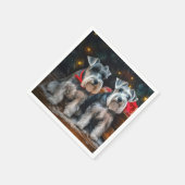 Serviette En Papier Décor de Noël Schnauzer Snowy Sleigh (Coin)