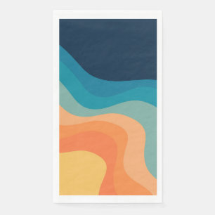 Serviette En Papier Décor de style rétro des vagues