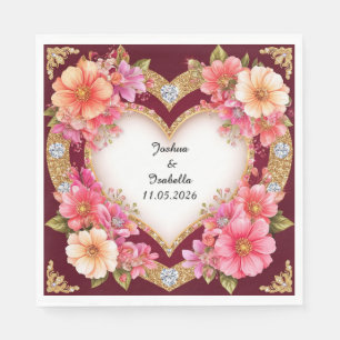 Serviette En Papier 🌸 Décor de table floral en forme de cœur pour mar