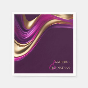 Serviette En Papier Décor de table Mariage moderne violet Fuchsia et o