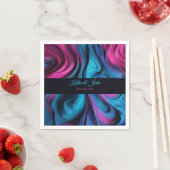 Serviette En Papier Décor de table moderne bleu et rose (En situation)