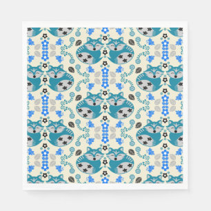 Serviette En Papier Décor d'impression de renard d'art folklorique