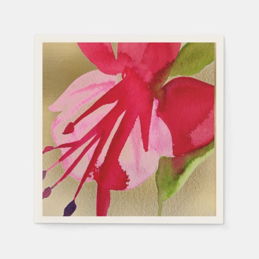 Serviette En Papier Décor floral rose Fuchsia (Devant)