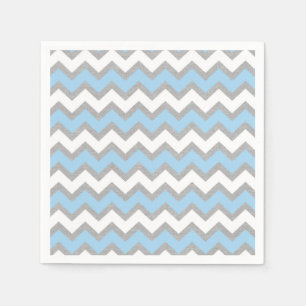 Serviette En Papier Décor gris blanc bleu de partie de Chevron