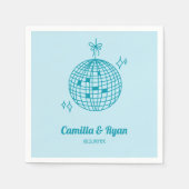 Serviette En Papier Décor Mariage Retro Bleu clair Turquoise Disco (Devant)
