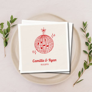 Serviette En Papier Décor Mariage rétro Bourgogne & Beige Disco