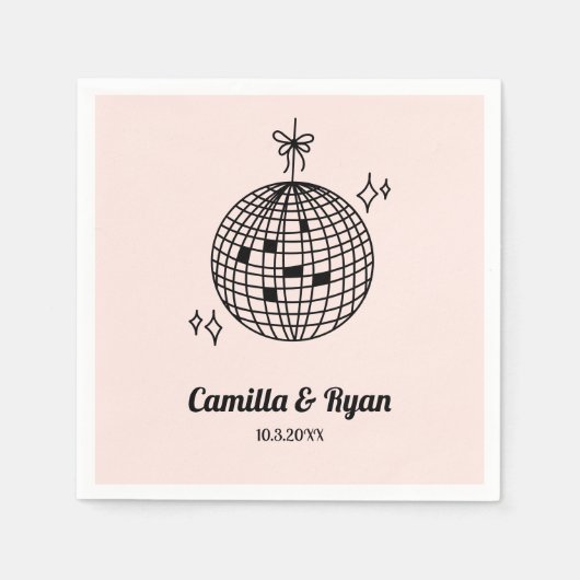 Serviette En Papier Décor Mariage Retro Pink Disco (Devant)