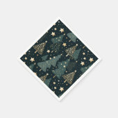 Serviette En Papier Décor Motif Gold Green de l'Arbre de Noël (Coin)