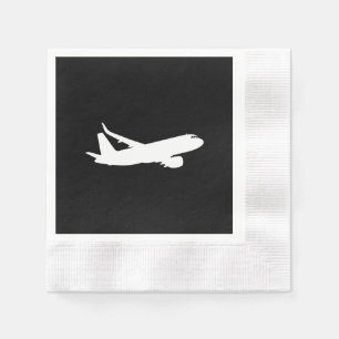 Serviette En Papier Décor noir flottant Silhouette de l'avion