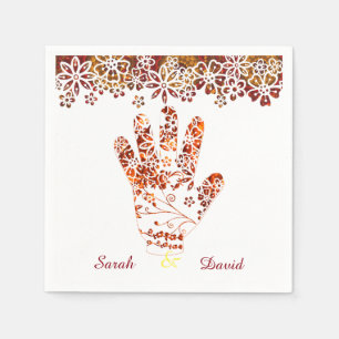 Serviette En Papier Décor Orné Mehndi Henna Design à la main