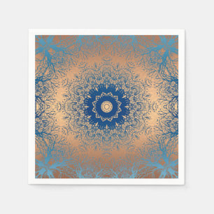 Serviette En Papier Décor ornemental arabe en soie de bronze brun dégr