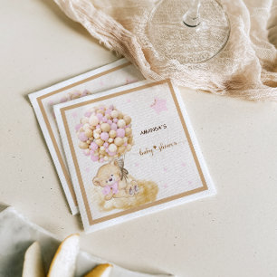 Serviette En Papier Décor Ours vintage Baby Girl Douche rose