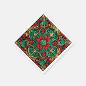 Serviette En Papier Décor Rouge Vert Vacances Napkin (Coin)