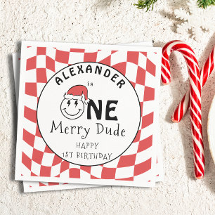 Serviette En Papier Décoration de 1er anniversaire de Noël Red One Hap