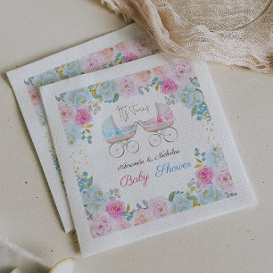 Serviette En Papier Décoration de Baby Shower pour Jumeaux Garçon et F