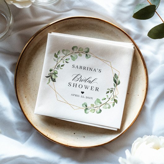 Serviette En Papier Décoration de douche de mariée avec feuilles d'euc