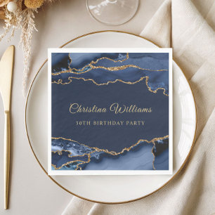 Serviette En Papier Décoration de fête d'anniversaire élégante bleu ma