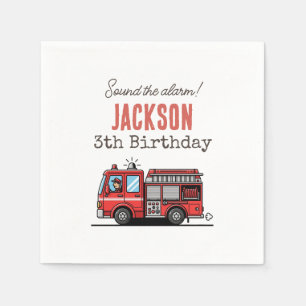 Serviette En Papier Décoration de fête de camion de pompiers rouge A