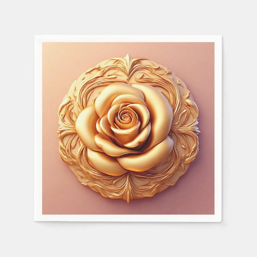 Serviette En Papier Décoration de Table de Luxe Rose Dorée (Devant)