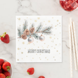 Serviette En Papier Décorations Cônes de Pin Arbre de Noël Flocon de N
