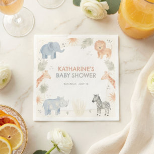 Serviette En Papier Décorations de Baby Shower Safari Bébé Sauvage Ser