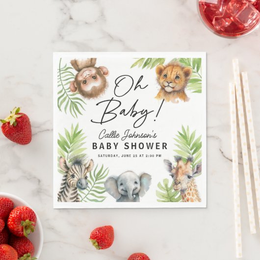 Serviette En Papier Décorations de fête animalière Safari bébé (En situation)